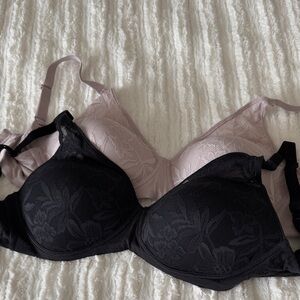 Bali Lace Underwire T-Shirt Bras - Black & Light Mauve